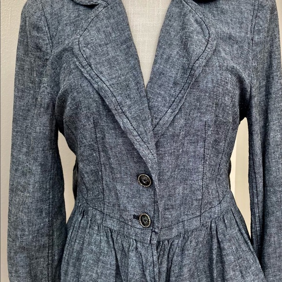 Free People Jackets & Blazers - Vintage Free People Victorian Ruffle Back Jacket, Sz Medium, Charcoal Gray, RARE